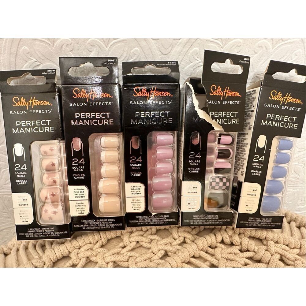 Sally Hansen Multi Patterns and French Tip Square Shape Nails New